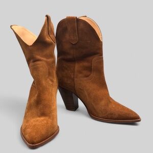NEW Brochu Walker Dallas Boots in Whiskey, Sz 9, Suede healed cowboy